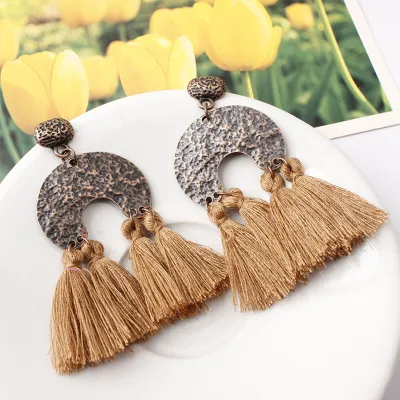 Vintage Lace Tassel Pendant Dangle Earrings for Women