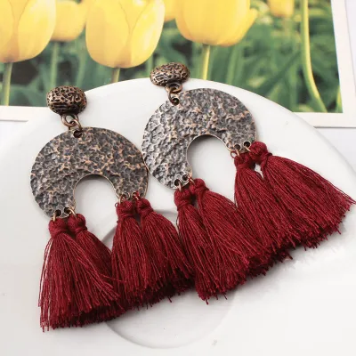 Vintage Lace Tassel Pendant Dangle Earrings for Women