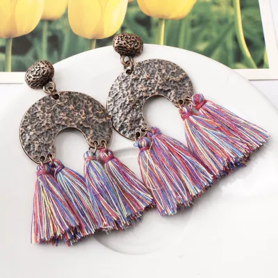 Vintage Lace Tassel Pendant Dangle Earrings for Women