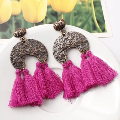 Vintage Lace Tassel Pendant Dangle Earrings for Women