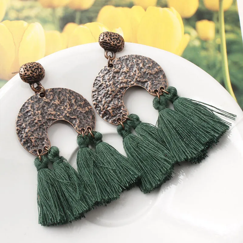 Vintage Lace Tassel Pendant Dangle Earrings for Women