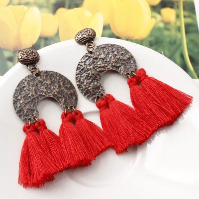Vintage Lace Tassel Pendant Dangle Earrings for Women