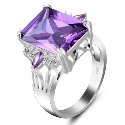 Exaggerated Solid Color Geometric Gemstone Decor Ring for Women