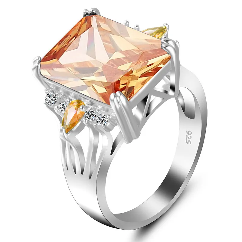 Exaggerated Solid Color Geometric Gemstone Decor Ring for Women