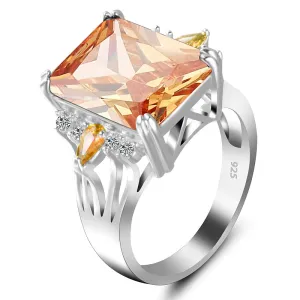 Exaggerated Solid Color Geometric Gemstone Decor Ring for Women