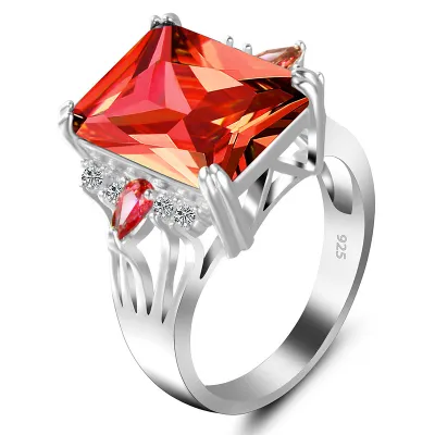 Exaggerated Solid Color Geometric Gemstone Decor Ring for Women