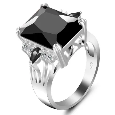 Exaggerated Solid Color Geometric Gemstone Decor Ring for Women