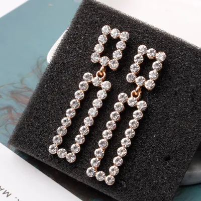 Geometric Pendant Colored Diamond Dangle Earrings for Women
