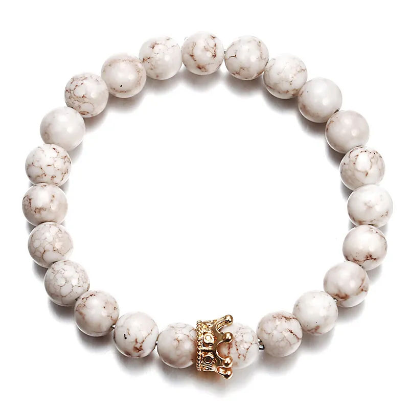 Marbling Beads Chain Crown Strand Bracelet