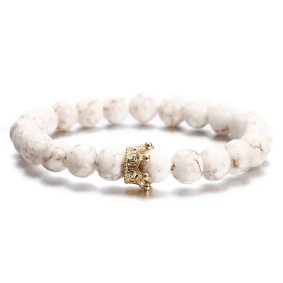 Marbling Beads Chain Crown Strand Bracelet