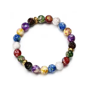 Colorful Agate Beads Chain Strand Bracelet