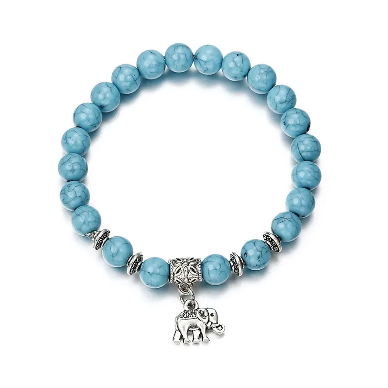 Vintage Elephant Pendant Decor Strand Bracelet for Unisex Alloy