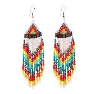 Ethnic Handmade Colorful Beads Tassel Dangle Earrings
