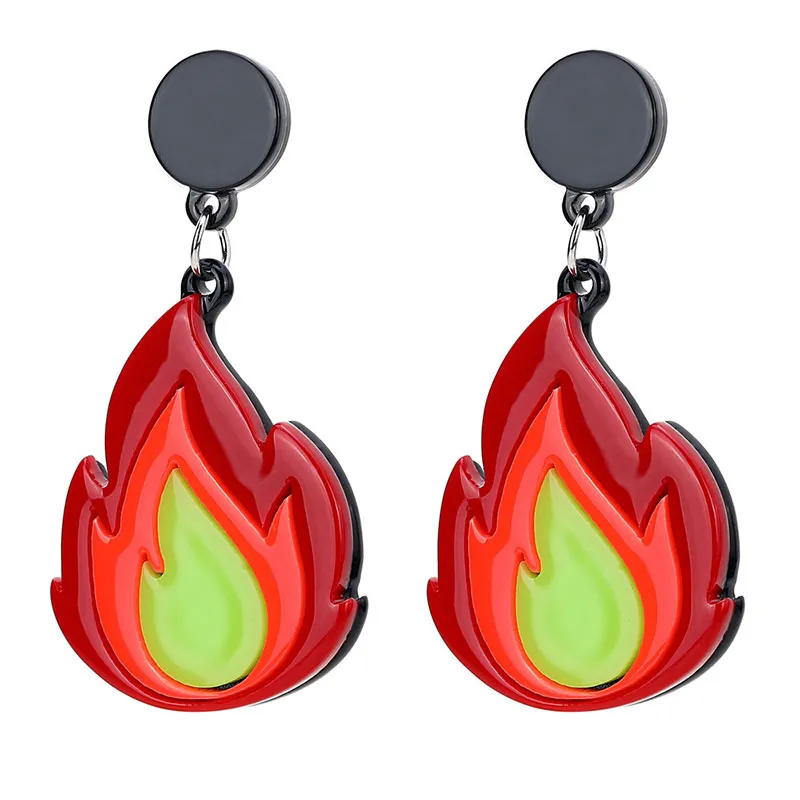 Cartoon Flame Pattern Design Pendant Acrylic Earrings for Women