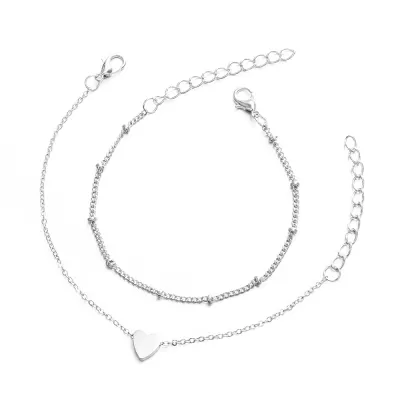 Minimalist Love Heart Alloy Bracelets Set Women's Jewelry