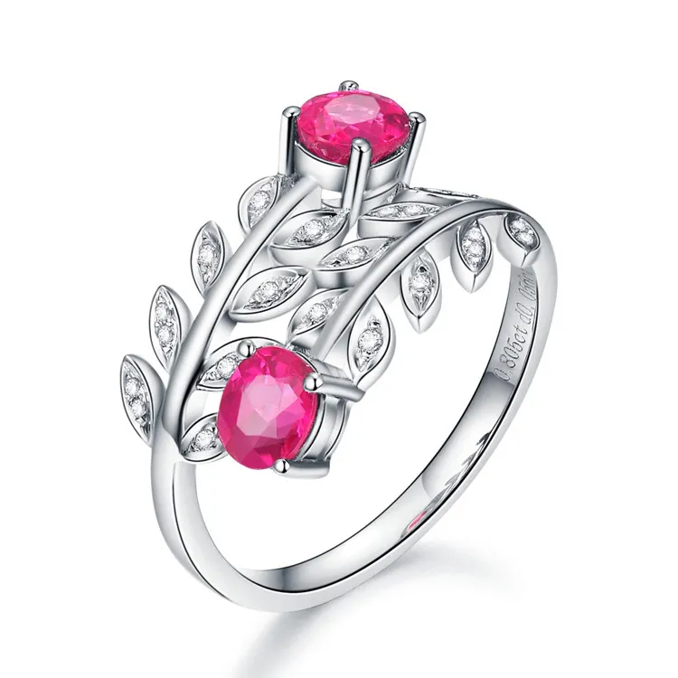 Creative Olive Branch Leaf Design Rhinestone Copper Ring