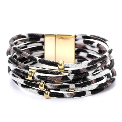 Fashion Leopard Pattern PU Leather Bracelet Women's Ethnic Style