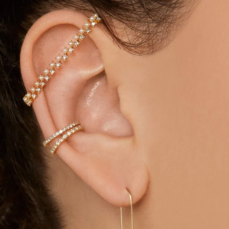 Creative Rhinestone Pearl Decor Ear Clip for Women