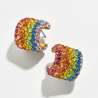 Shiny Rhinestone Of Varying Sizes Decor Stud Earrings For Women