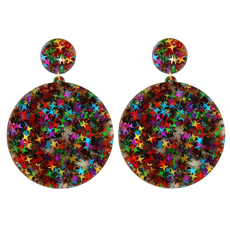 Geometric Round Pendant Acrylic Women's Earrings