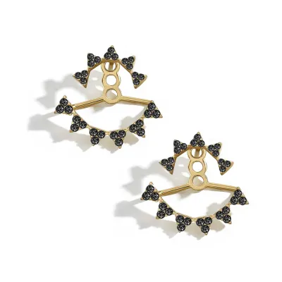 Triangle Shape Back Hanging Zircon Decor Acrylic Stud Earrings