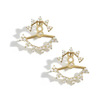 Triangle Shape Back Hanging Zircon Decor Acrylic Stud Earrings