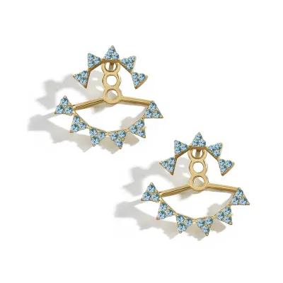 Triangle Shape Back Hanging Zircon Decor Acrylic Stud Earrings