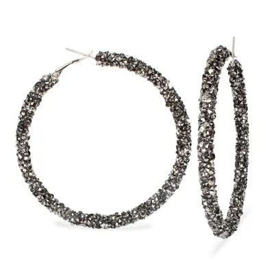 Shiny Rhinestone Paillette Hoop Earrings for Women