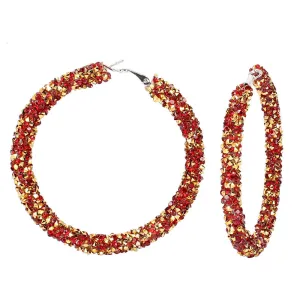 Shiny Rhinestone Paillette Hoop Earrings for Women