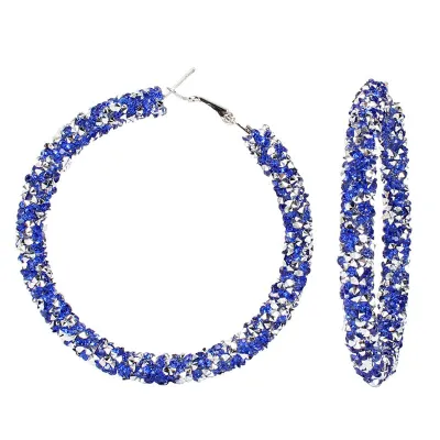 Shiny Rhinestone Paillette Hoop Earrings for Women