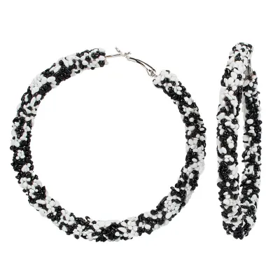 Women's Colorful Original Rough Stone Decor Hoop Earrings