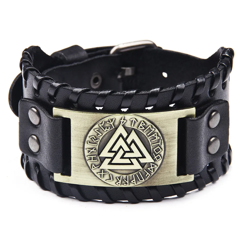 Vintage Totem Sign PU Leather Bracelet for Men