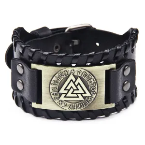 Vintage Totem Sign PU Leather Bracelet for Men