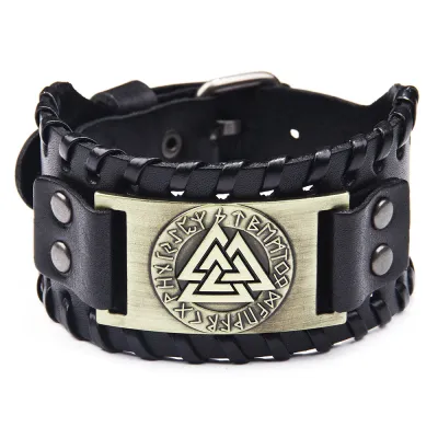 Vintage Totem Sign PU Leather Bracelet for Men