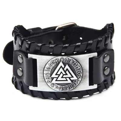 Vintage Totem Sign PU Leather Bracelet for Men