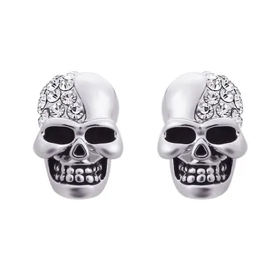 Retro Skull Rhinestone Decor Stud Earrings for Women