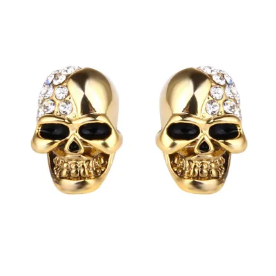 Retro Skull Rhinestone Decor Stud Earrings for Women