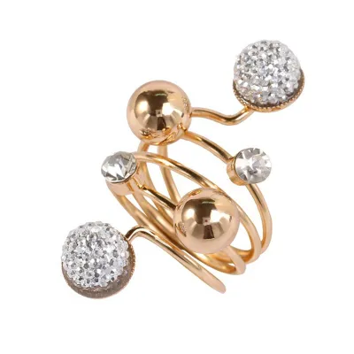 Geometric Pattern Beads Decor Ring Women's Alloy