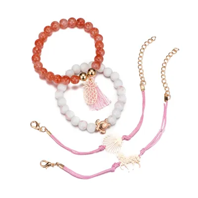 Unisex Unicorn Pineapple Tortoise Tassel Bracelets Set Alloy