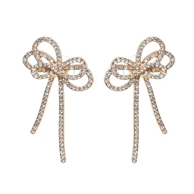 Bowknot Pattern Pearl Decor Stud Earrings for Women Alloy