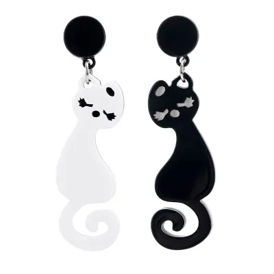 Cute Cartoon Cat Pendant Design Acrylic Women's Earrings