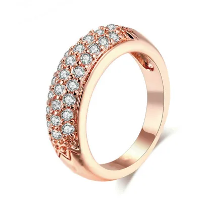 Minimalist Rose Gold Zircon Decor Ring Women's Geometric Alloy