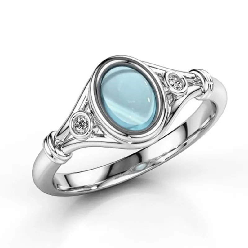 Wholesale Simple Opal Decor Geometric Copper Ring for Women