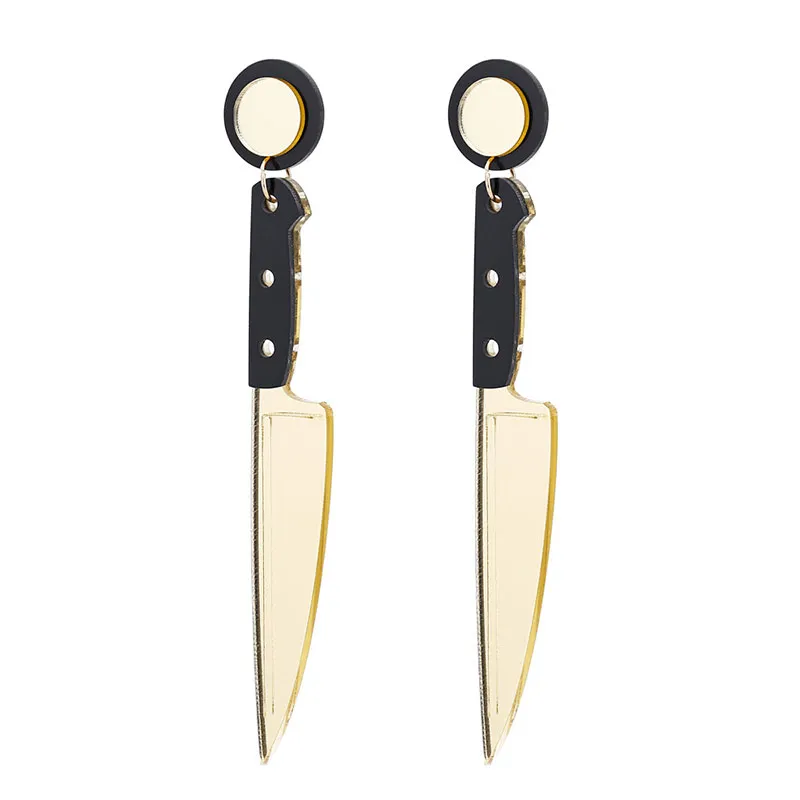 Creative Knife Pendant Design Acrylic Long Section Earrings for Women