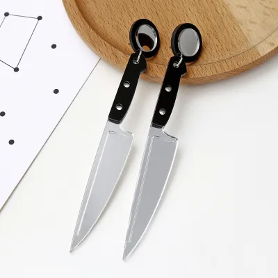 Creative Knife Pendant Design Acrylic Long Section Earrings for Women
