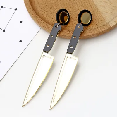Creative Knife Pendant Design Acrylic Long Section Earrings for Women