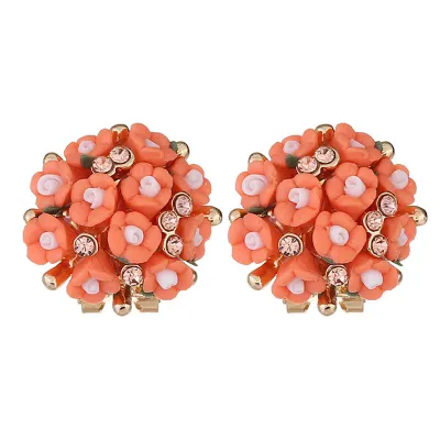 Sweet Flower Pattern Design Rhinestone Stud Earrings For Women