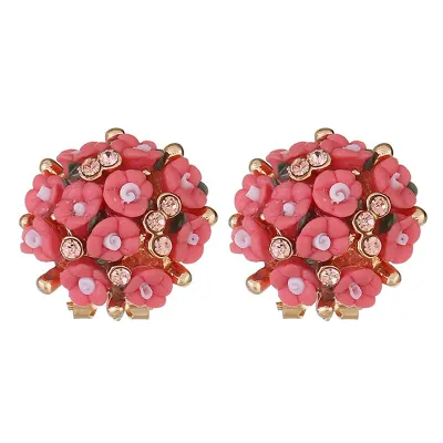 Sweet Flower Pattern Design Rhinestone Stud Earrings For Women