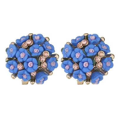 Sweet Flower Pattern Design Rhinestone Stud Earrings For Women