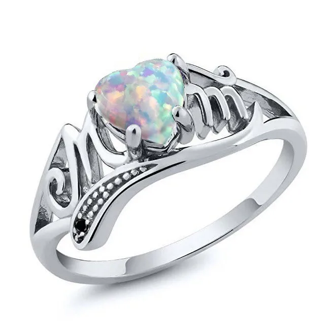 Heart Shape Gemstone Decor Copper Ring for Women